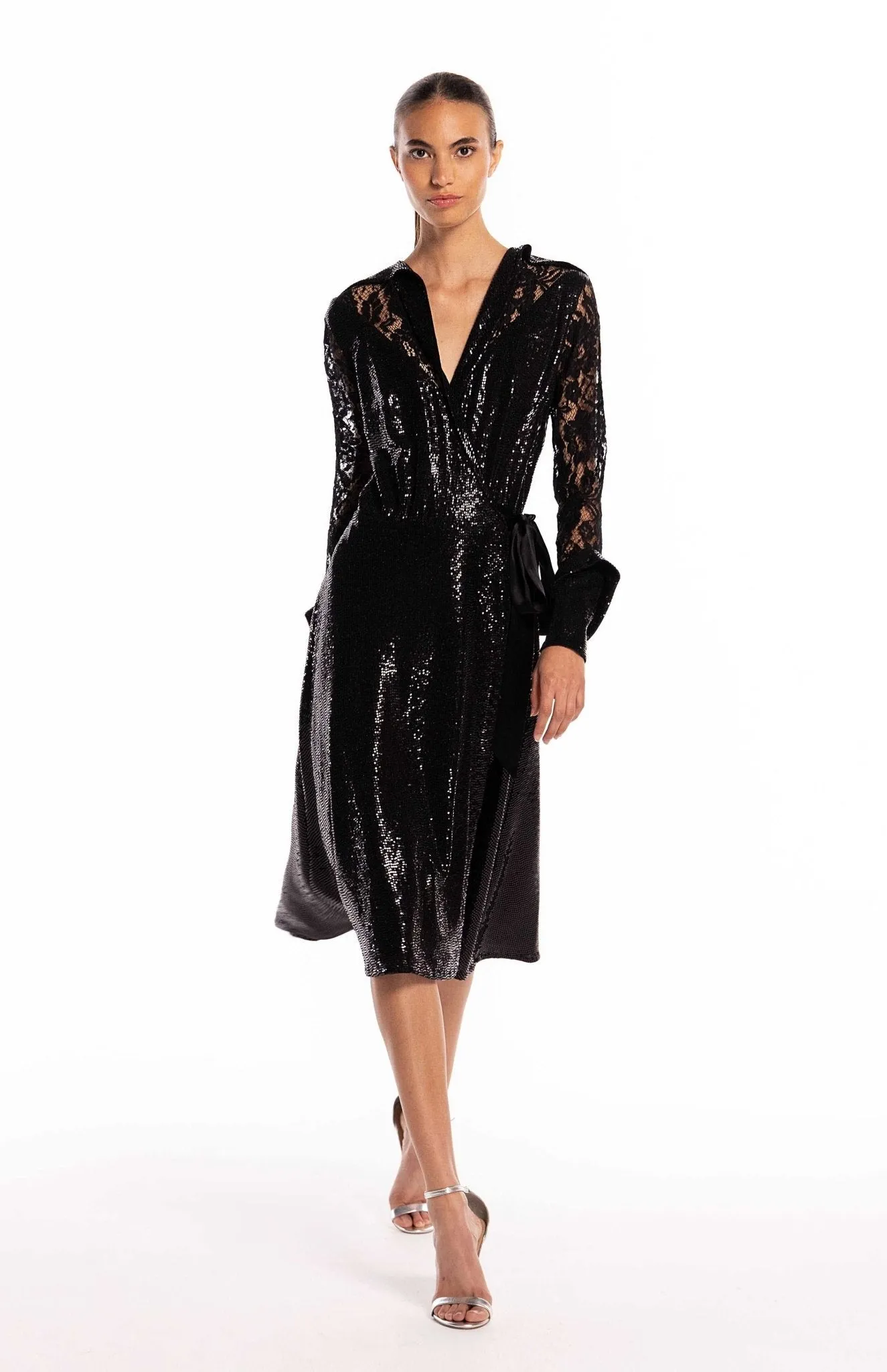 Aspasia | Captivating Charm: Sequin And Lace Cocktail Dress