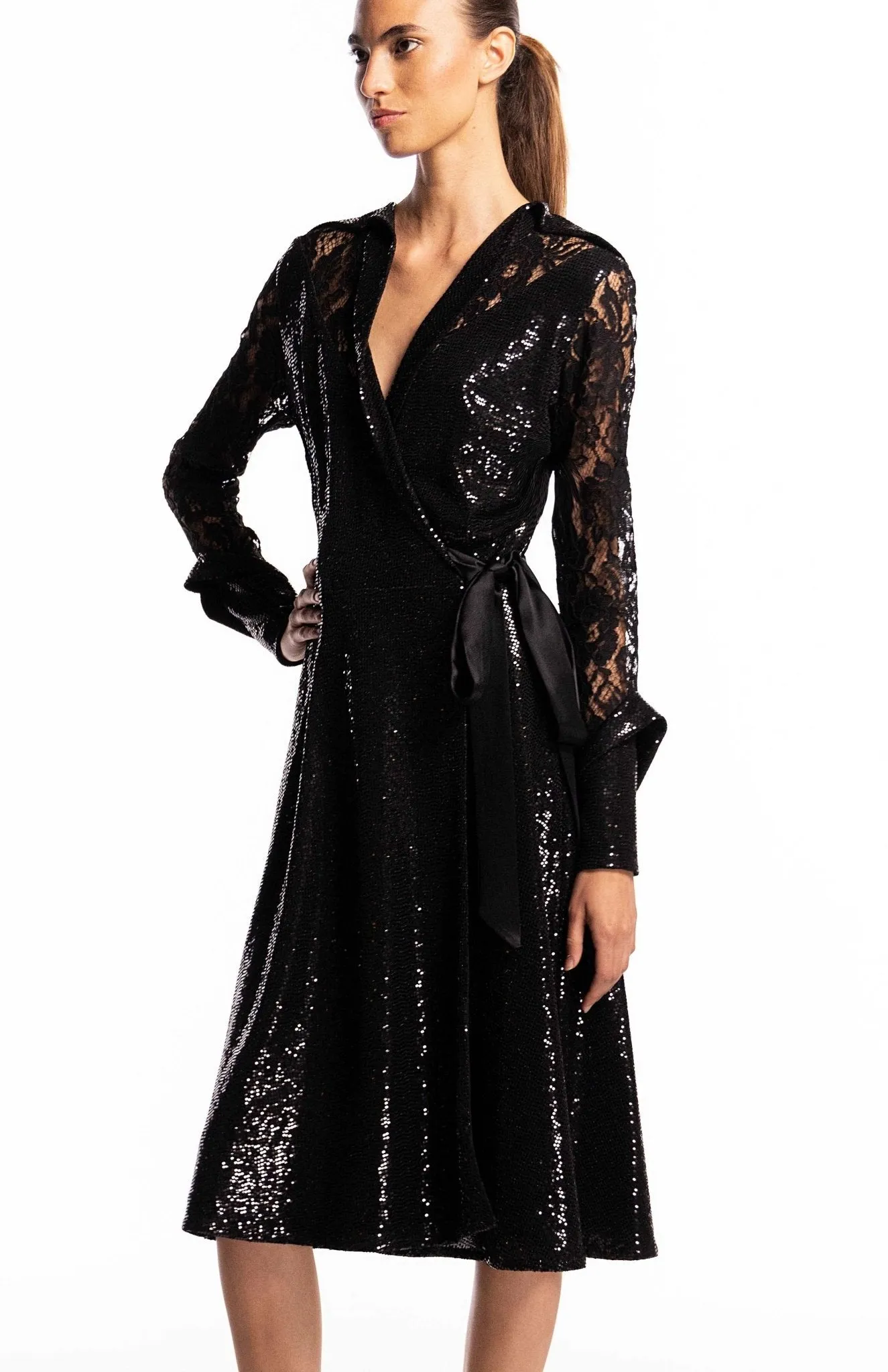 Aspasia | Captivating Charm: Sequin And Lace Cocktail Dress