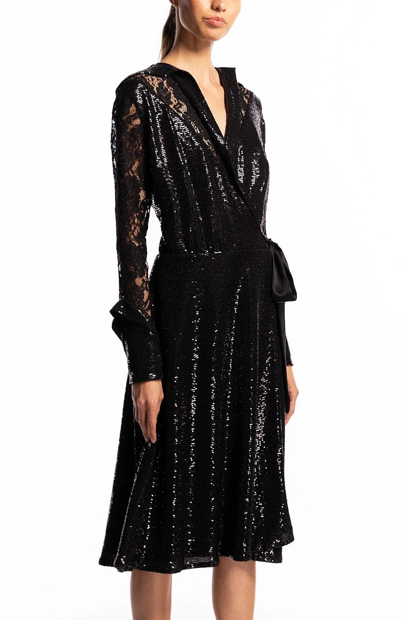 Aspasia | Captivating Charm: Sequin And Lace Cocktail Dress