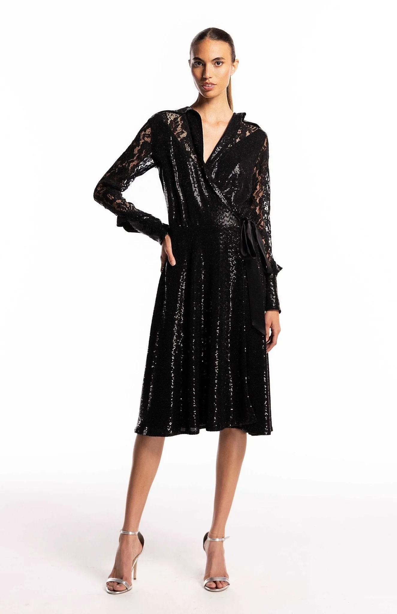Aspasia | Captivating Charm: Sequin And Lace Cocktail Dress