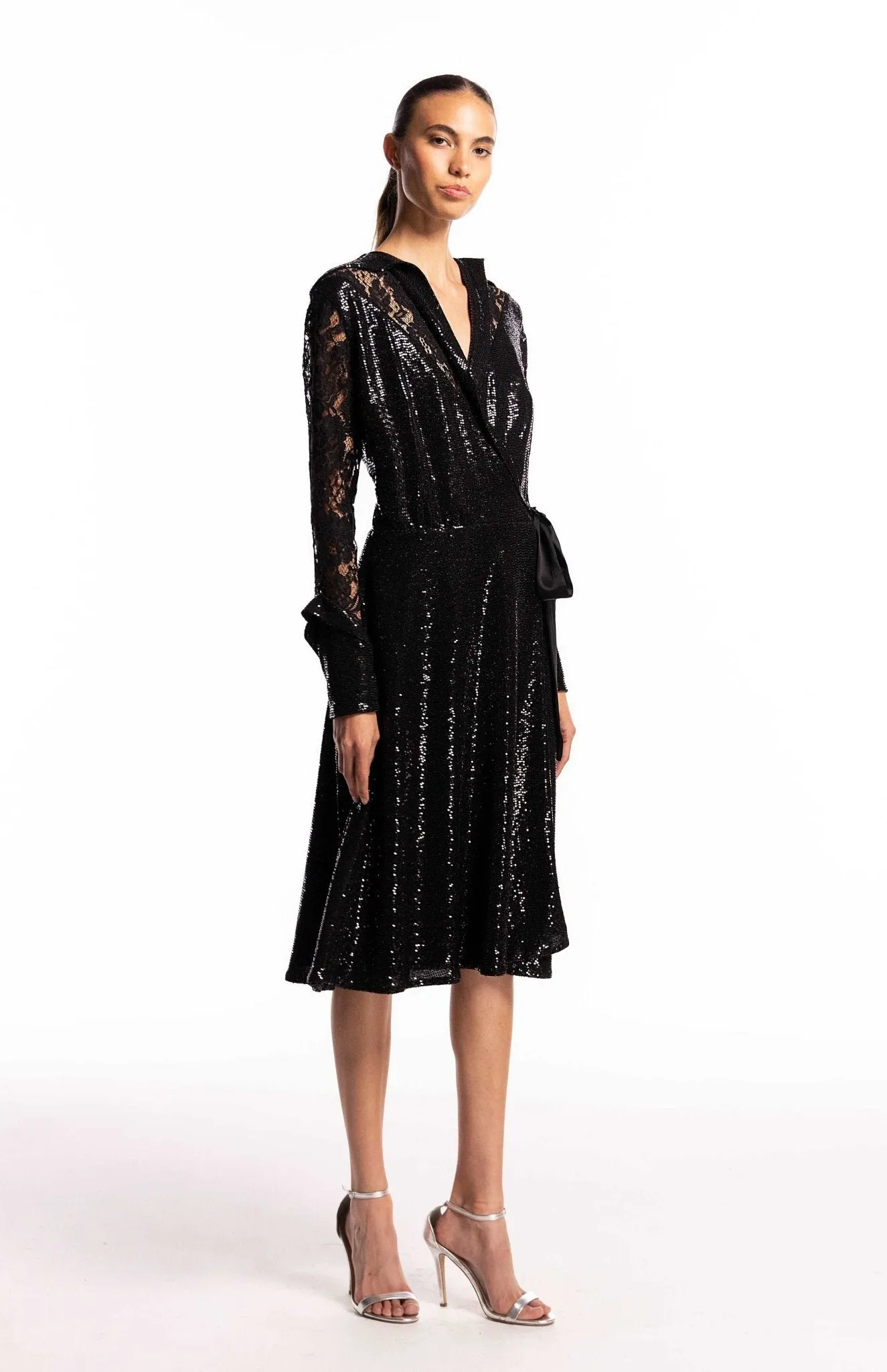 Aspasia | Captivating Charm: Sequin And Lace Cocktail Dress