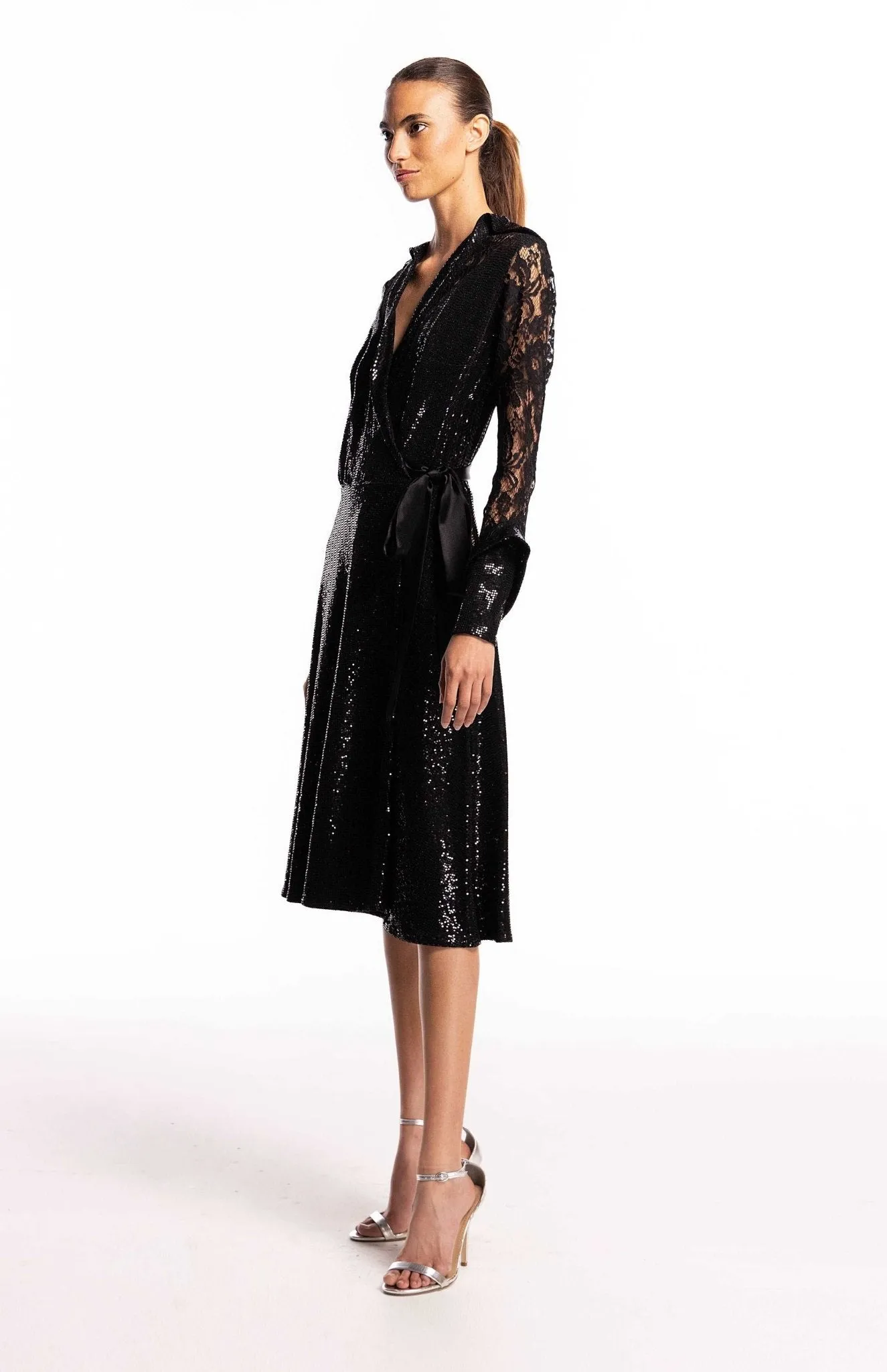 Aspasia | Captivating Charm: Sequin And Lace Cocktail Dress