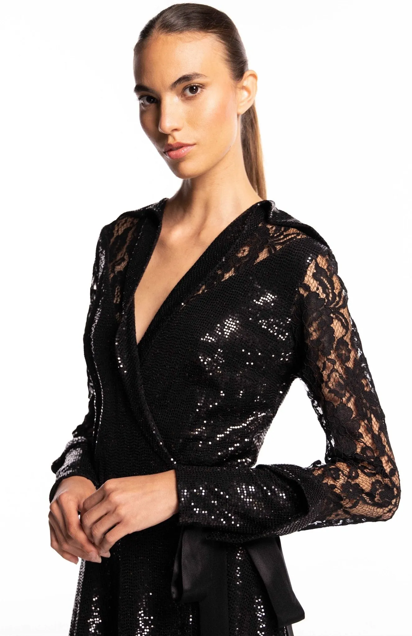 Aspasia | Captivating Charm: Sequin And Lace Cocktail Dress