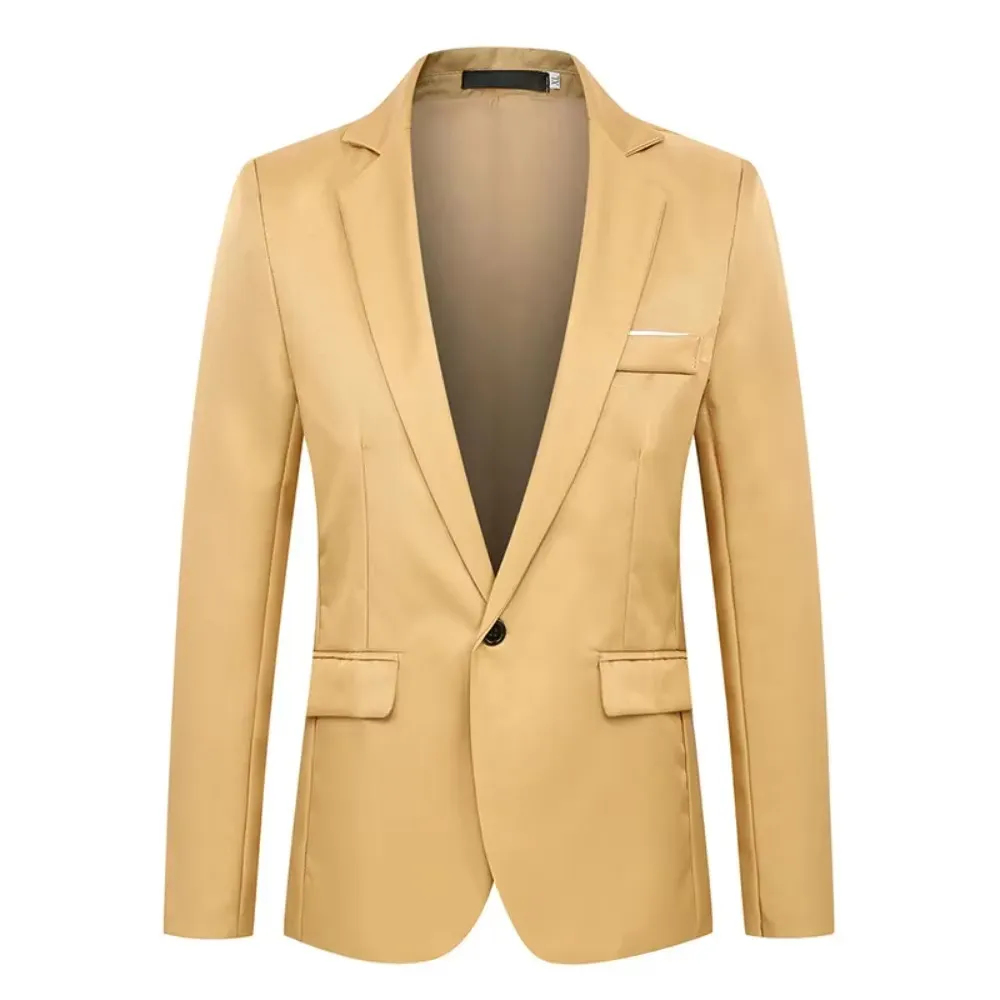 Autumn Fashion Slim Fit Men's Suit Long Sleeve Solid Color Lapel Outwear Anti-wrinkle Casual Business Suit Versatile Male Suit