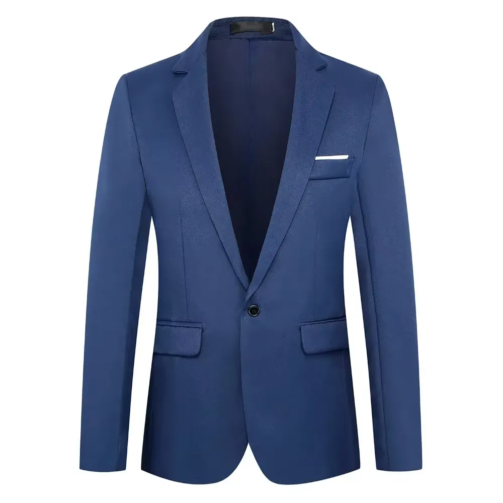 Autumn Fashion Slim Fit Men's Suit Long Sleeve Solid Color Lapel Outwear Anti-wrinkle Casual Business Suit Versatile Male Suit