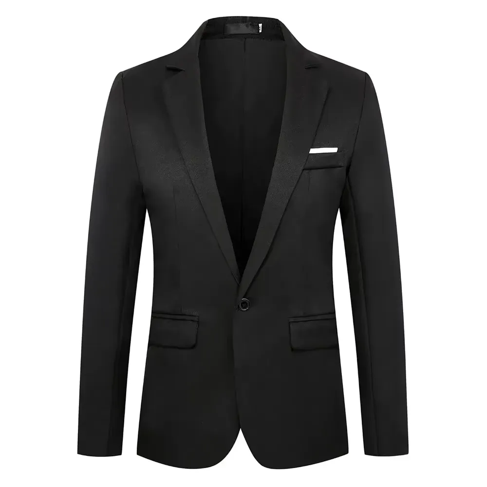 Autumn Fashion Slim Fit Men's Suit Long Sleeve Solid Color Lapel Outwear Anti-wrinkle Casual Business Suit Versatile Male Suit