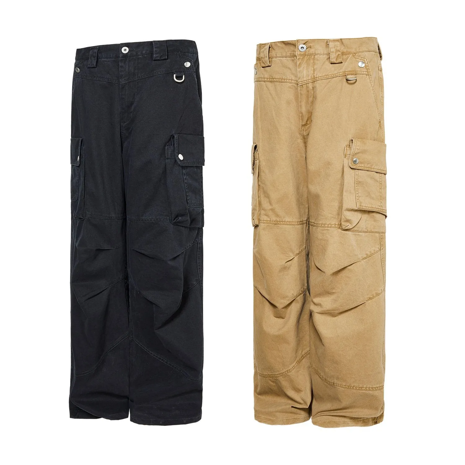 Autumn Wash American Casual Retro Multi-Pocket Crane Pants Street Loose Straight Pants