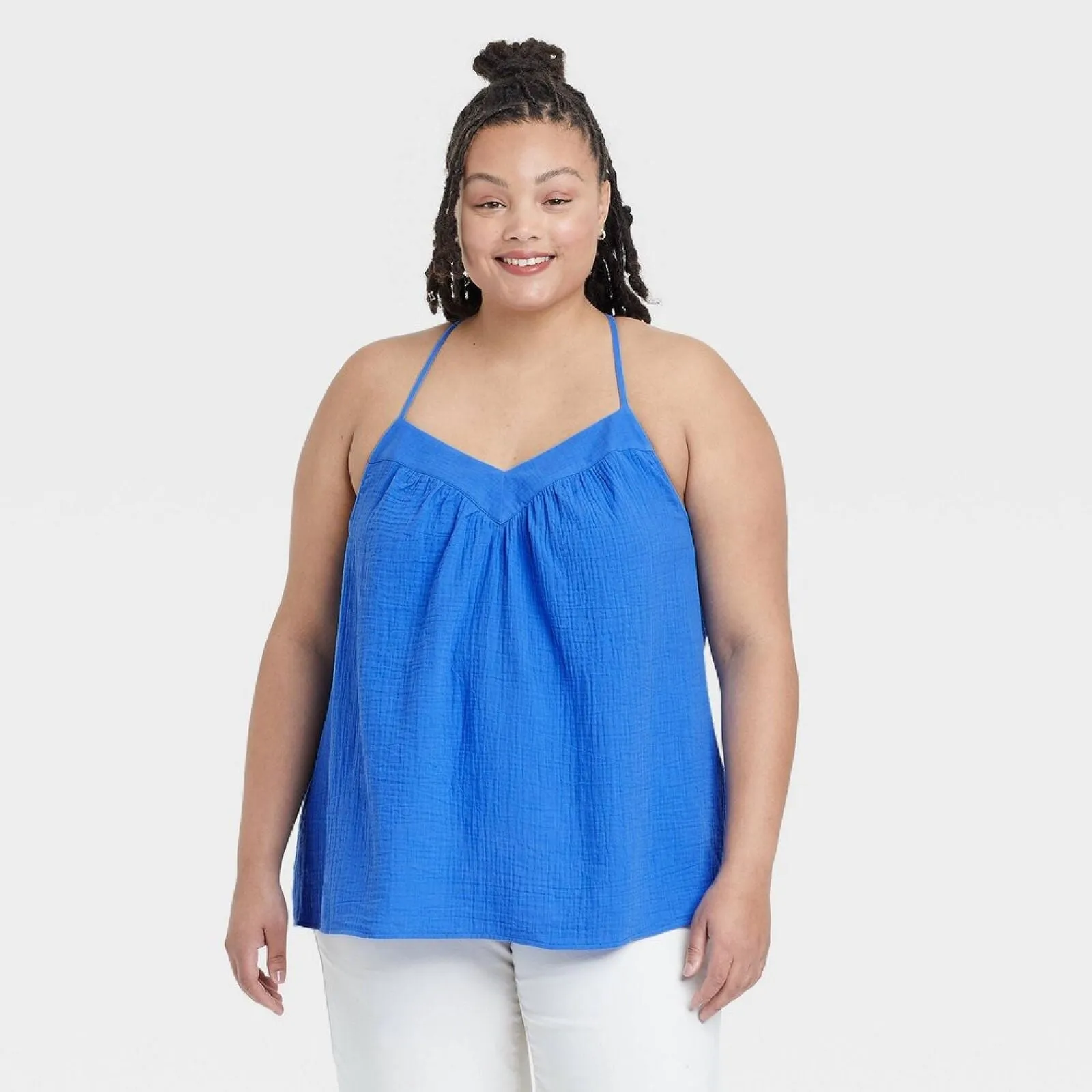 Ava & Viv Womens Plus Size Woven Swing V-Neck Cami 84923979 Sky Blue 3X