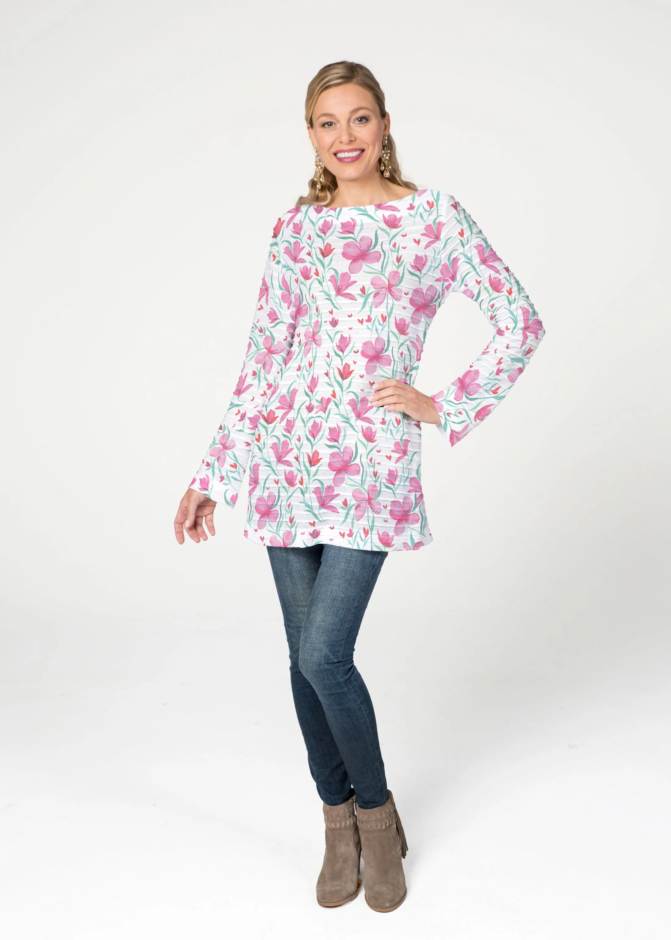 Azalea (8109) ~ Banded Boatneck Tunic