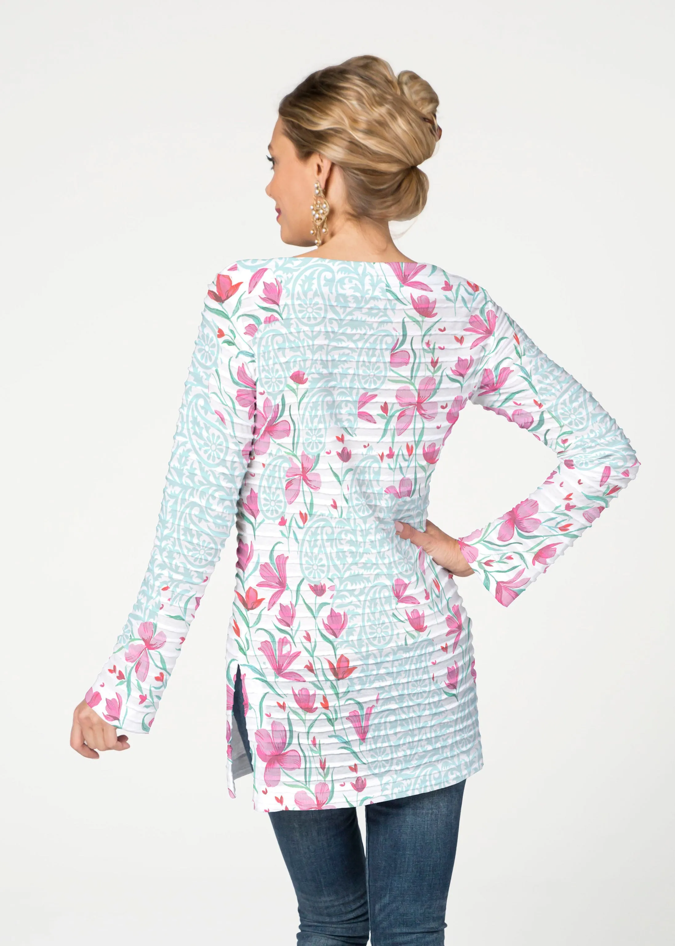 Azalea (8109) ~ Banded Boatneck Tunic