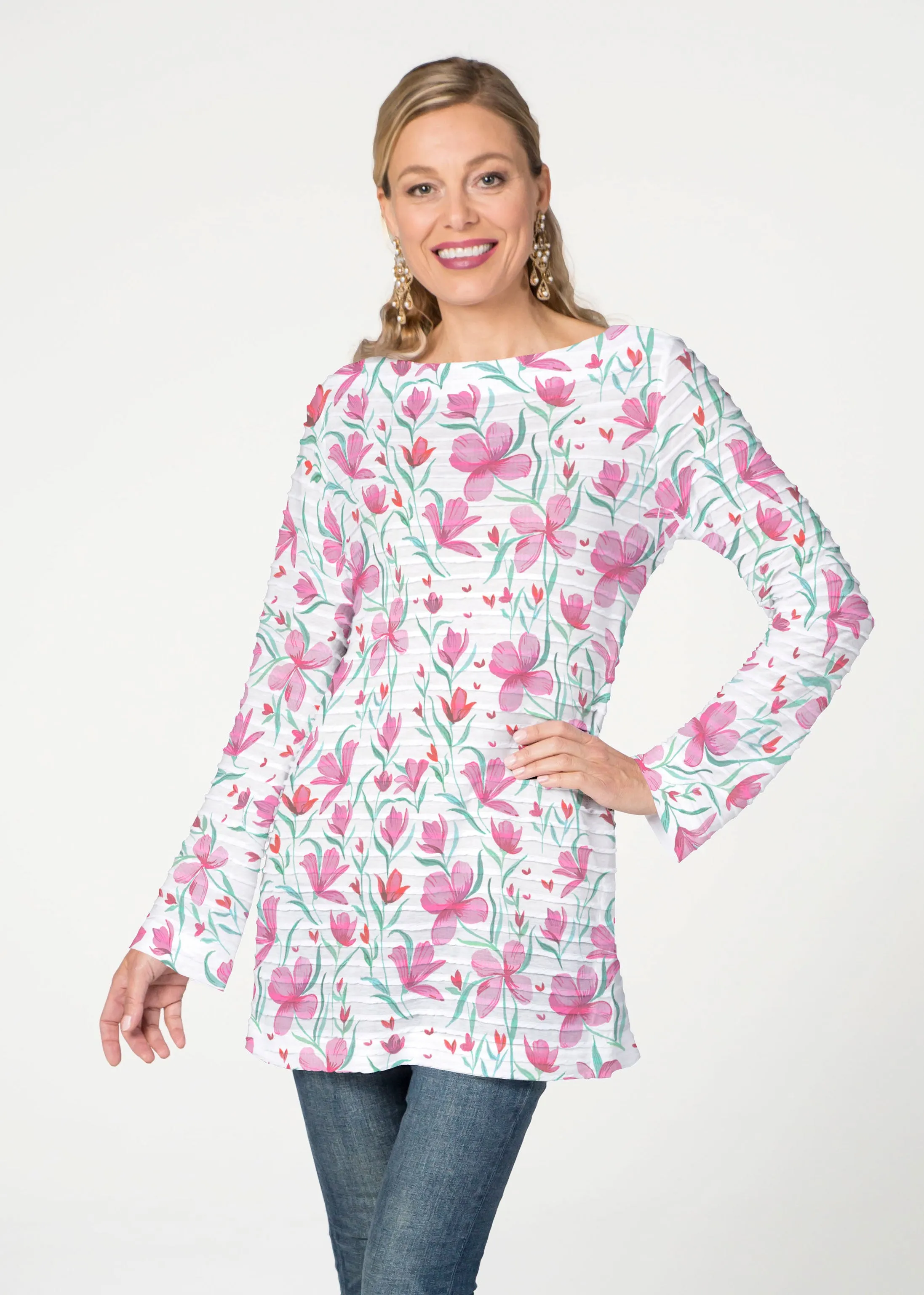 Azalea (8109) ~ Banded Boatneck Tunic