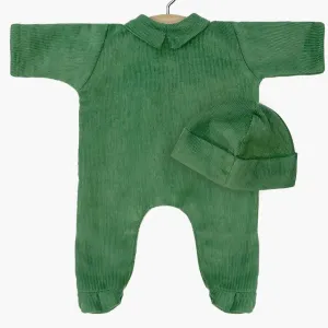 Babies Corentin Sleepsuit   Hat - Green Corduroy