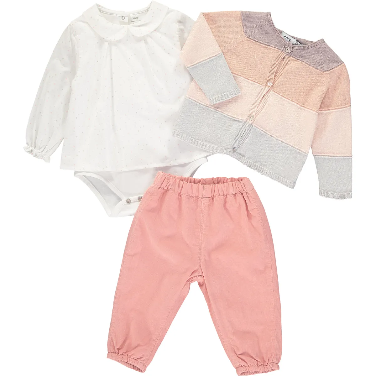 Baby Girls Pink Cotton Trousers