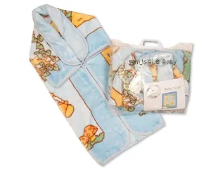 Baby Hooded Fleece Printed Wrap - Blue (PK1) (80x90cm) BW-112-860s