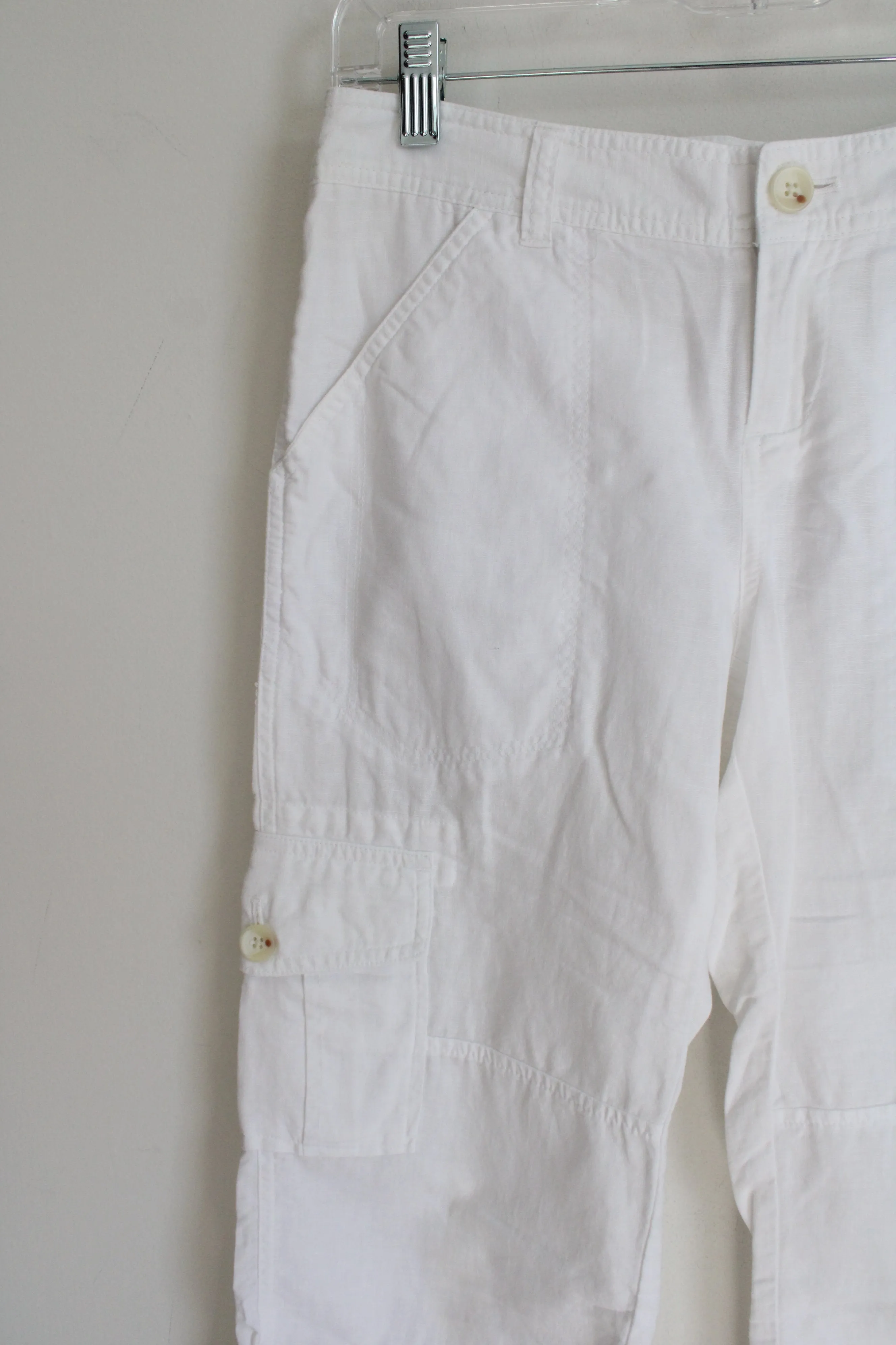 Banana Republic Martin Fit White Linen Blend Capri | 0
