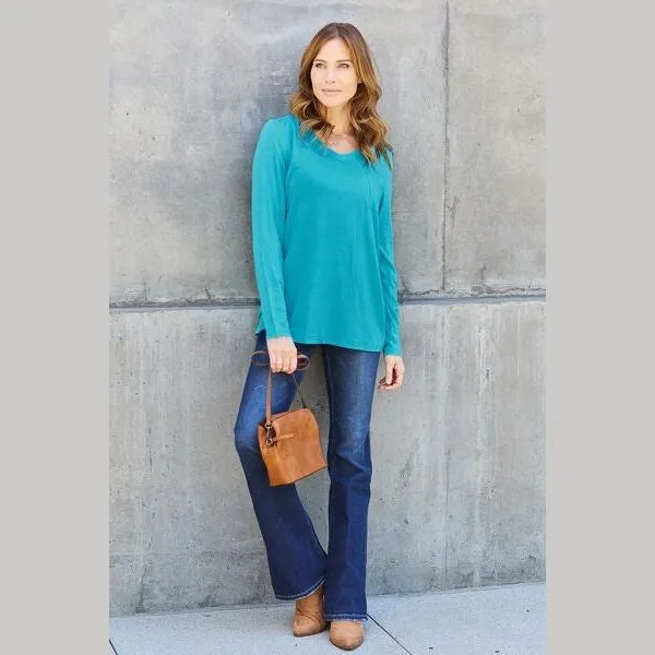 Basic Bae Full Size V-Neck Long Sleeve Top