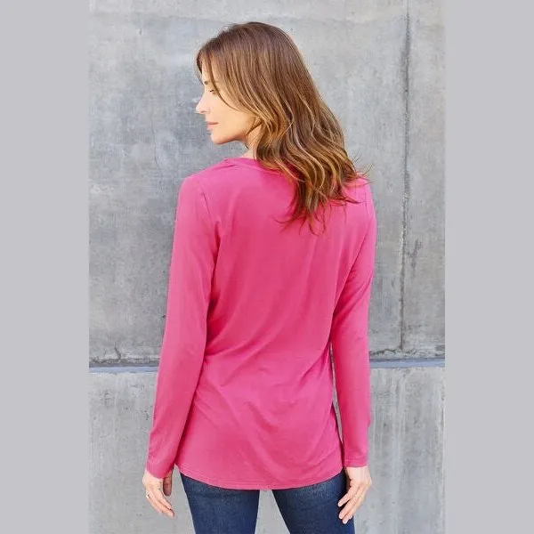 Basic Bae Full Size V-Neck Long Sleeve Top