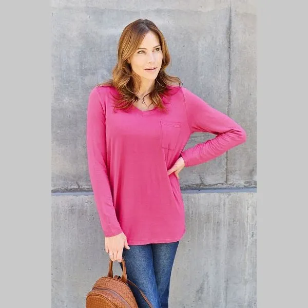 Basic Bae Full Size V-Neck Long Sleeve Top