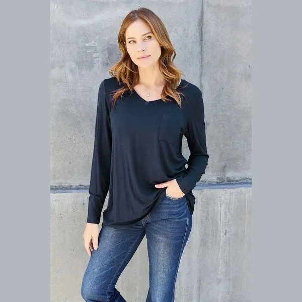 Basic Bae Full Size V-Neck Long Sleeve Top