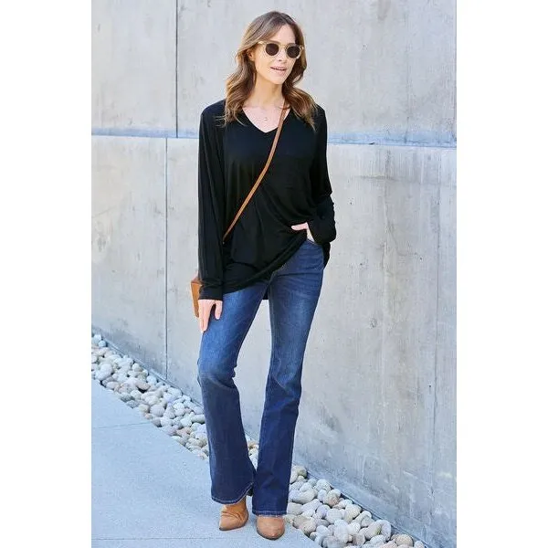 Basic Bae Full Size V-Neck Long Sleeve Top