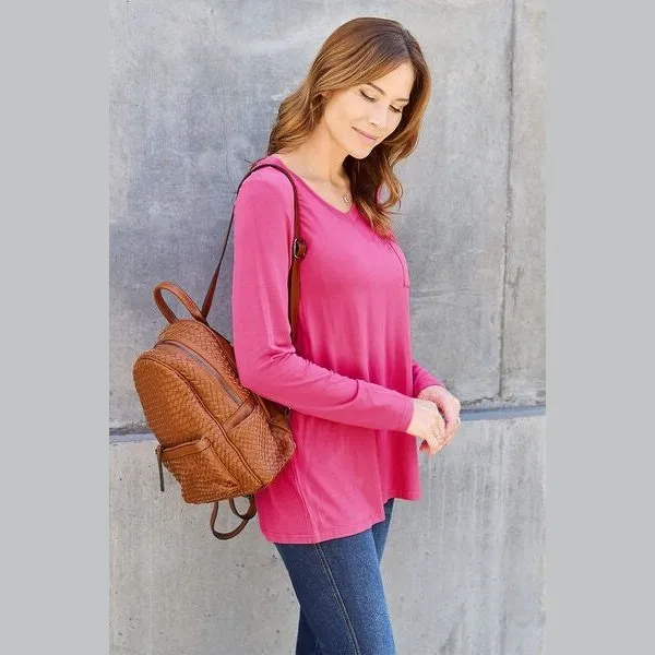 Basic Bae Full Size V-Neck Long Sleeve Top