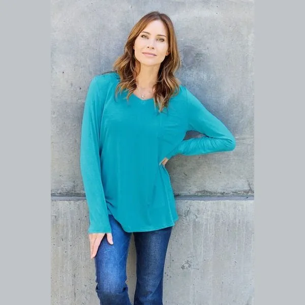 Basic Bae Full Size V-Neck Long Sleeve Top