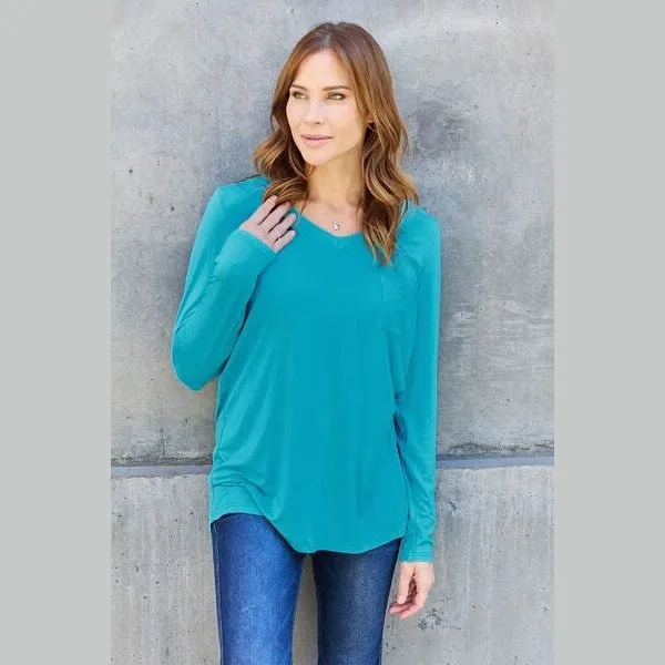 Basic Bae Full Size V-Neck Long Sleeve Top