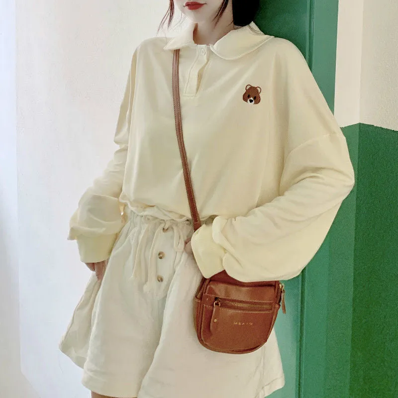 BEAR EMBROIDERED LONG SLEEVE SWEATSHIRT UB2824