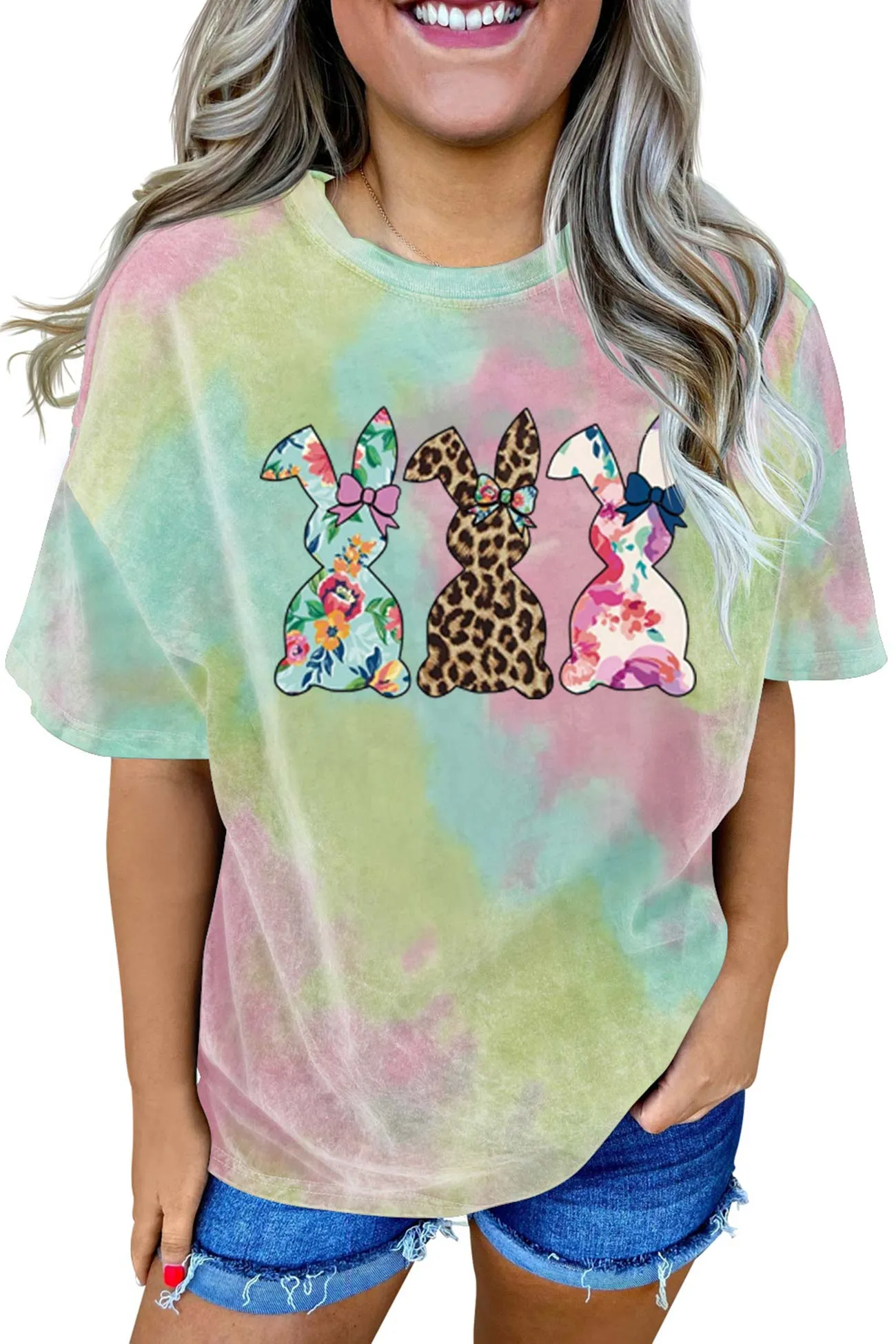 BerryBetty - Tie-dyed Rabbit Graphic T-shirt