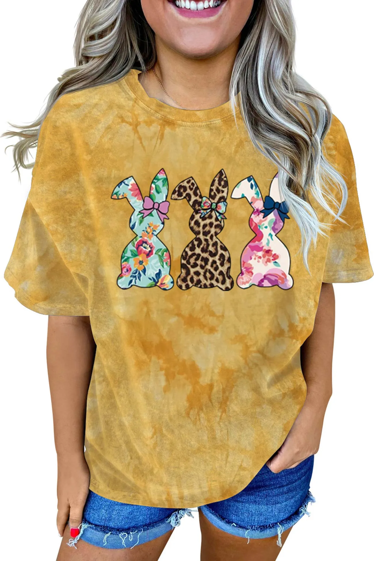 BerryBetty - Tie-dyed Rabbit Graphic T-shirt