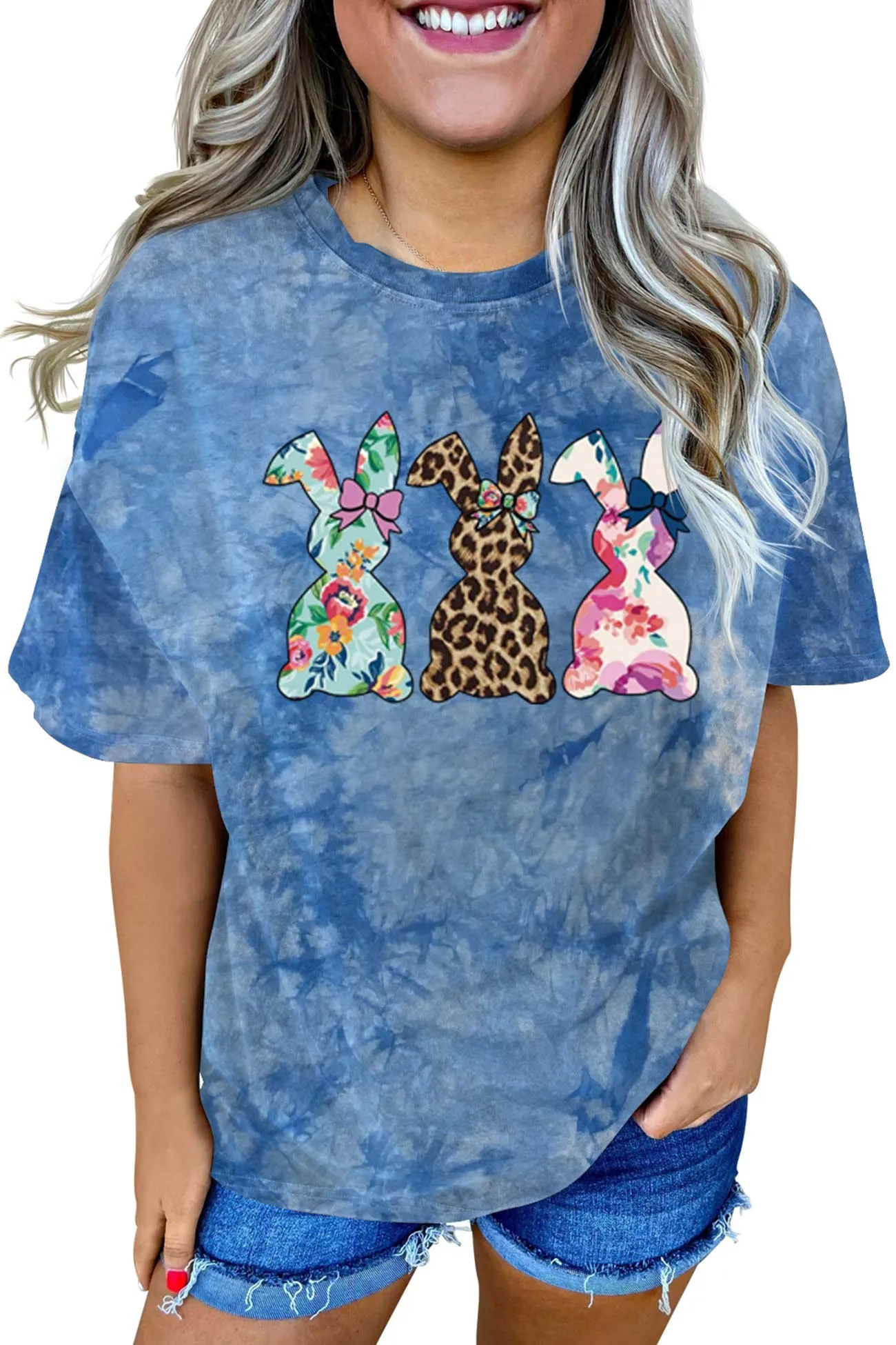 BerryBetty - Tie-dyed Rabbit Graphic T-shirt