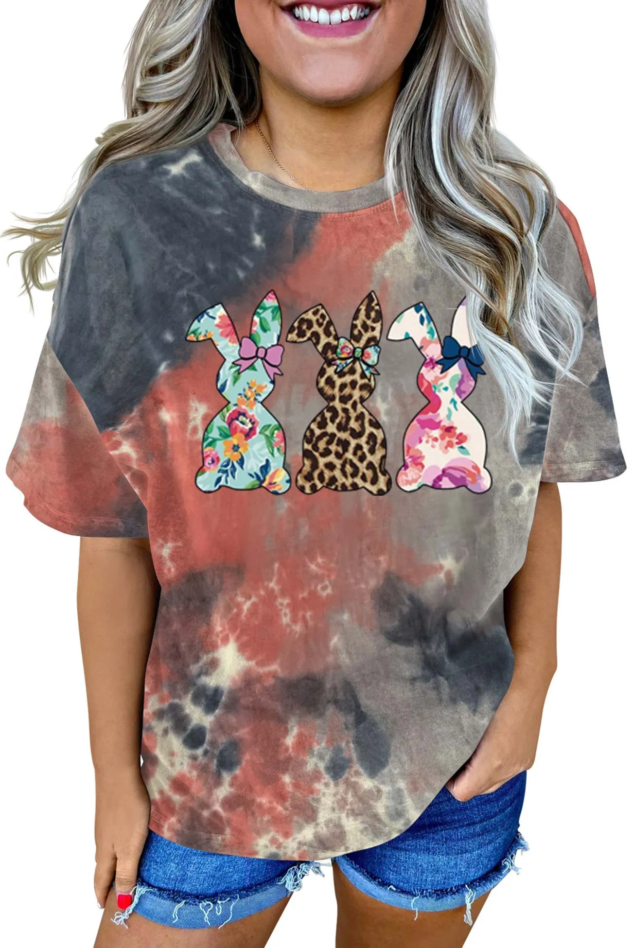 BerryBetty - Tie-dyed Rabbit Graphic T-shirt