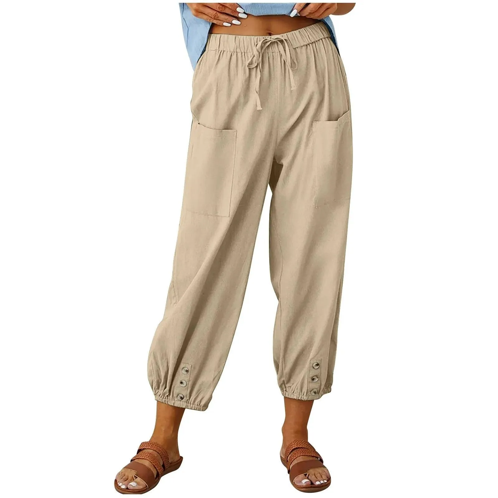 🔥Big Sale 50% OFF🔥Women's Capri Pants Wide Leg Drawstring👖