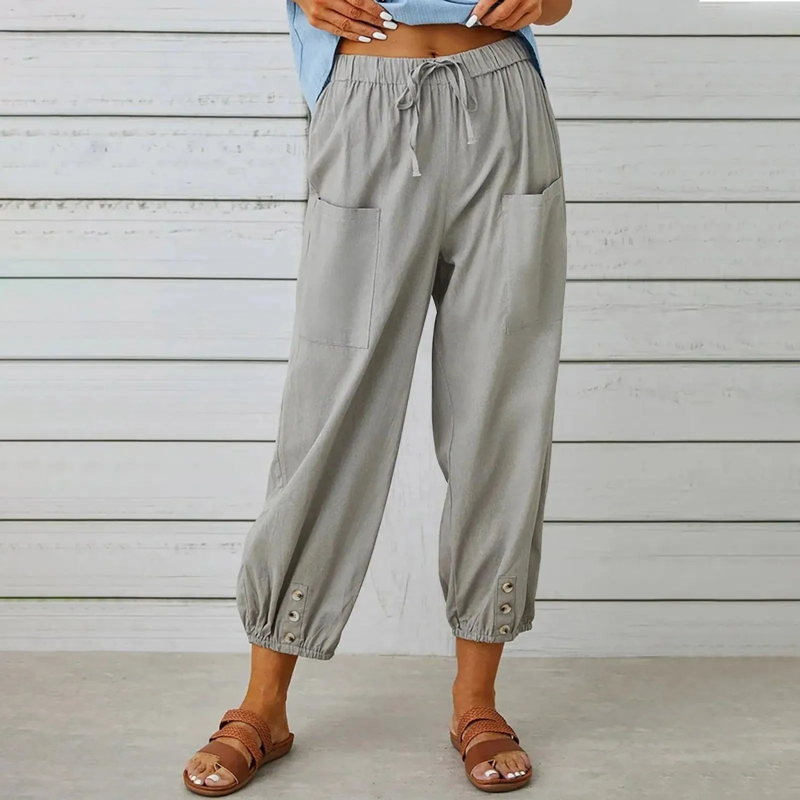 🔥Big Sale 50% OFF🔥Women's Capri Pants Wide Leg Drawstring👖