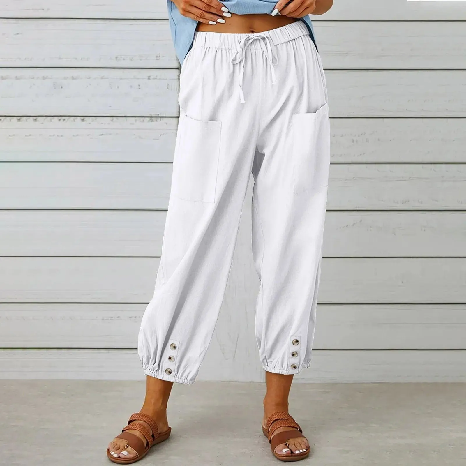 🔥Big Sale 50% OFF🔥Women's Capri Pants Wide Leg Drawstring👖
