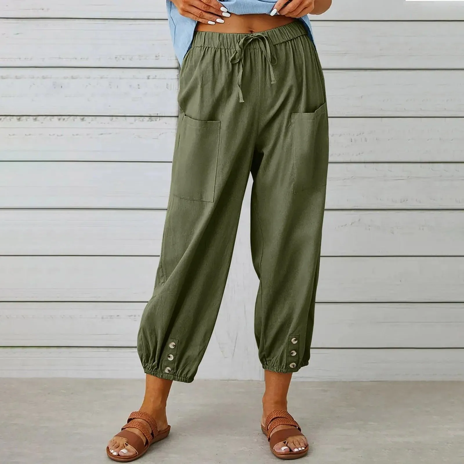 🔥Big Sale 50% OFF🔥Women's Capri Pants Wide Leg Drawstring👖