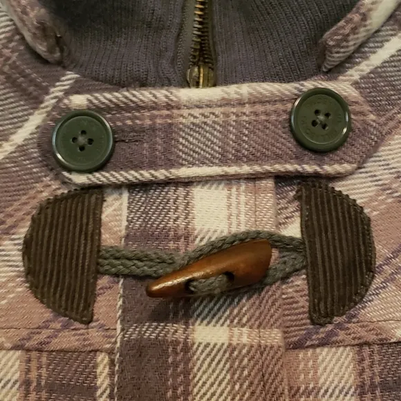 Billabong Plaid Zip Front Toggle Button Corduroy Details Size Med Bomber Jacket