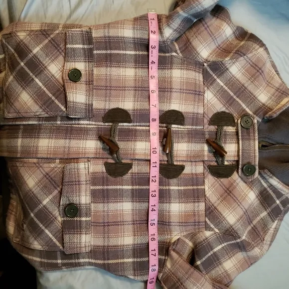 Billabong Plaid Zip Front Toggle Button Corduroy Details Size Med Bomber Jacket