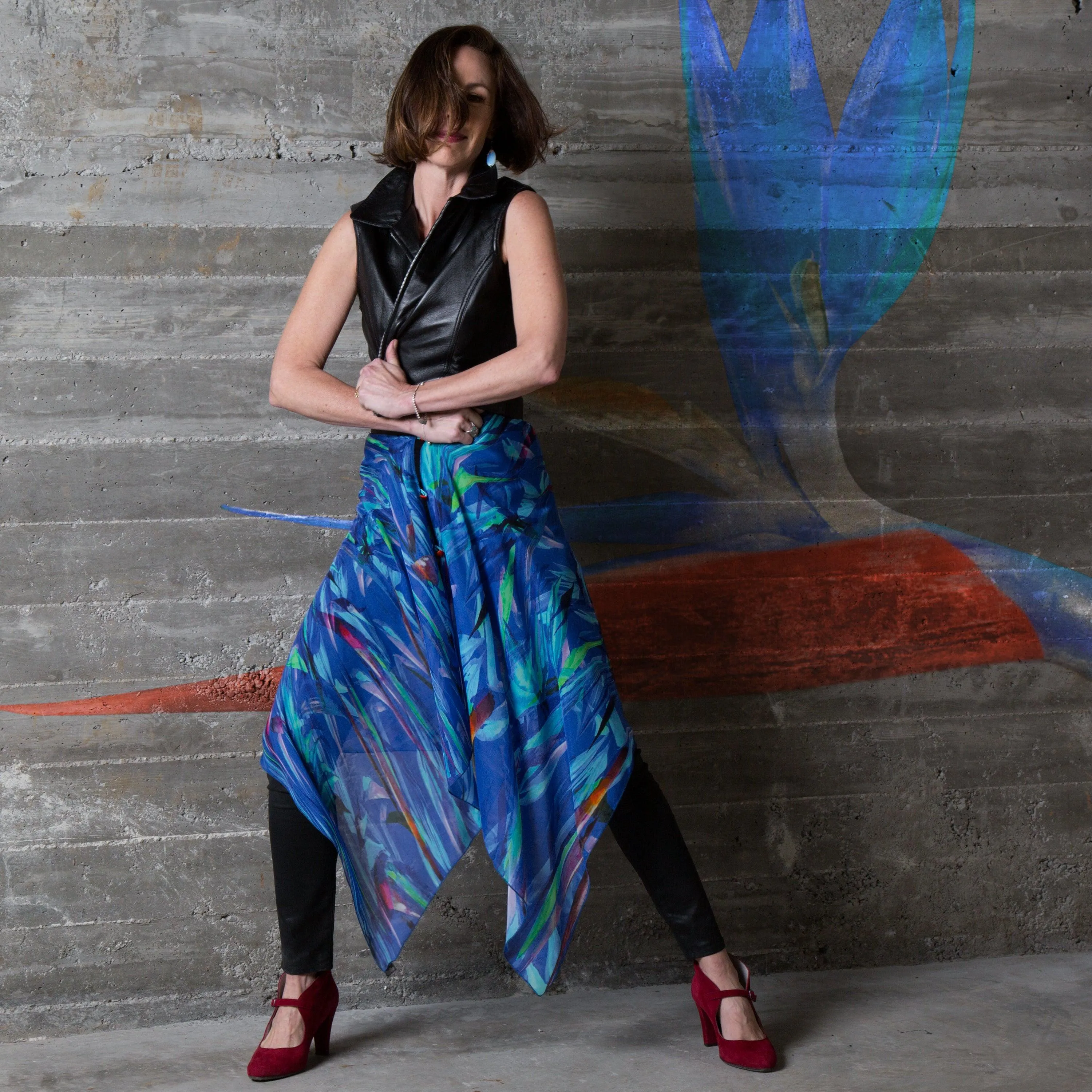 Bird of Paradise Silk Chiffon Scarf Wrap