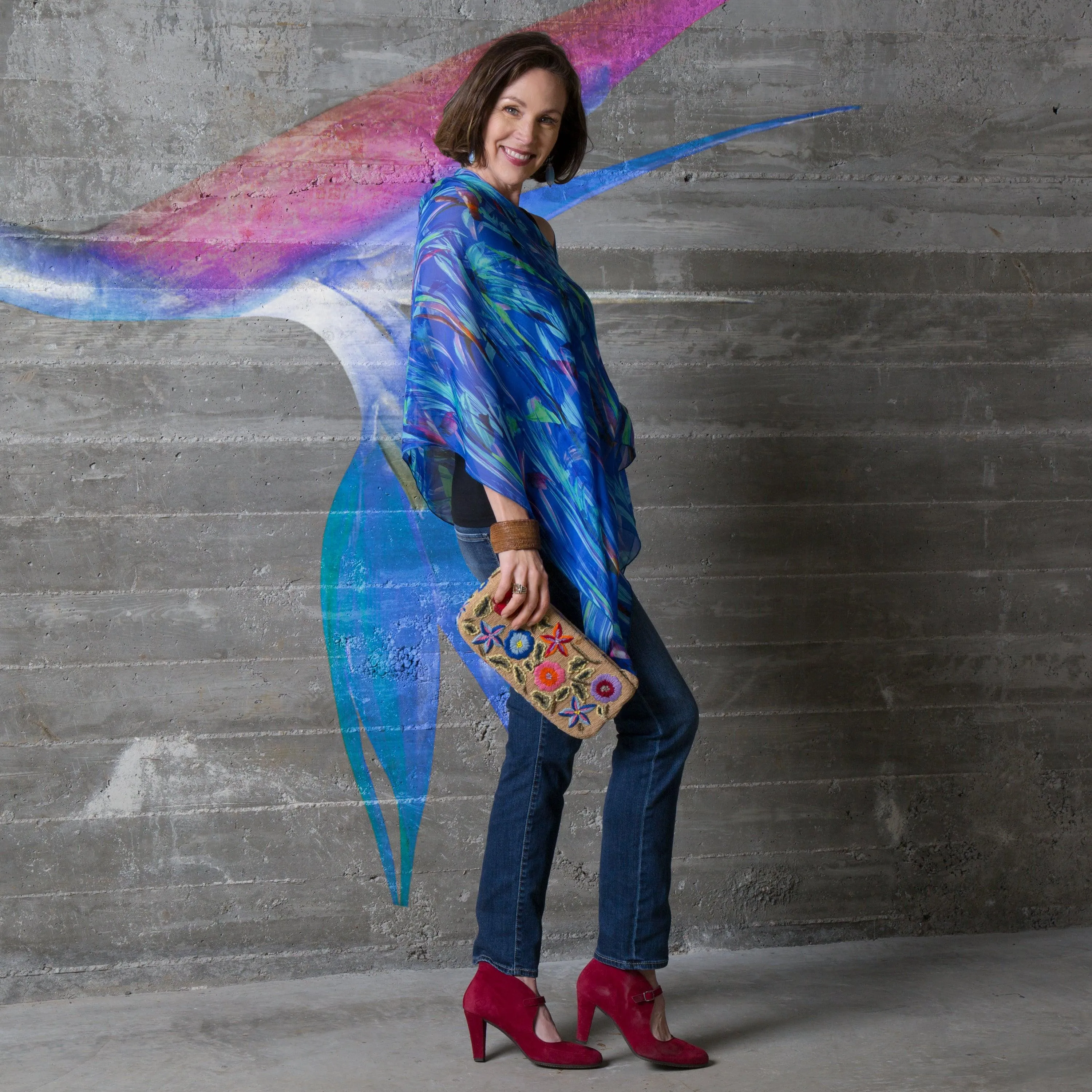 Bird of Paradise Silk Chiffon Scarf Wrap
