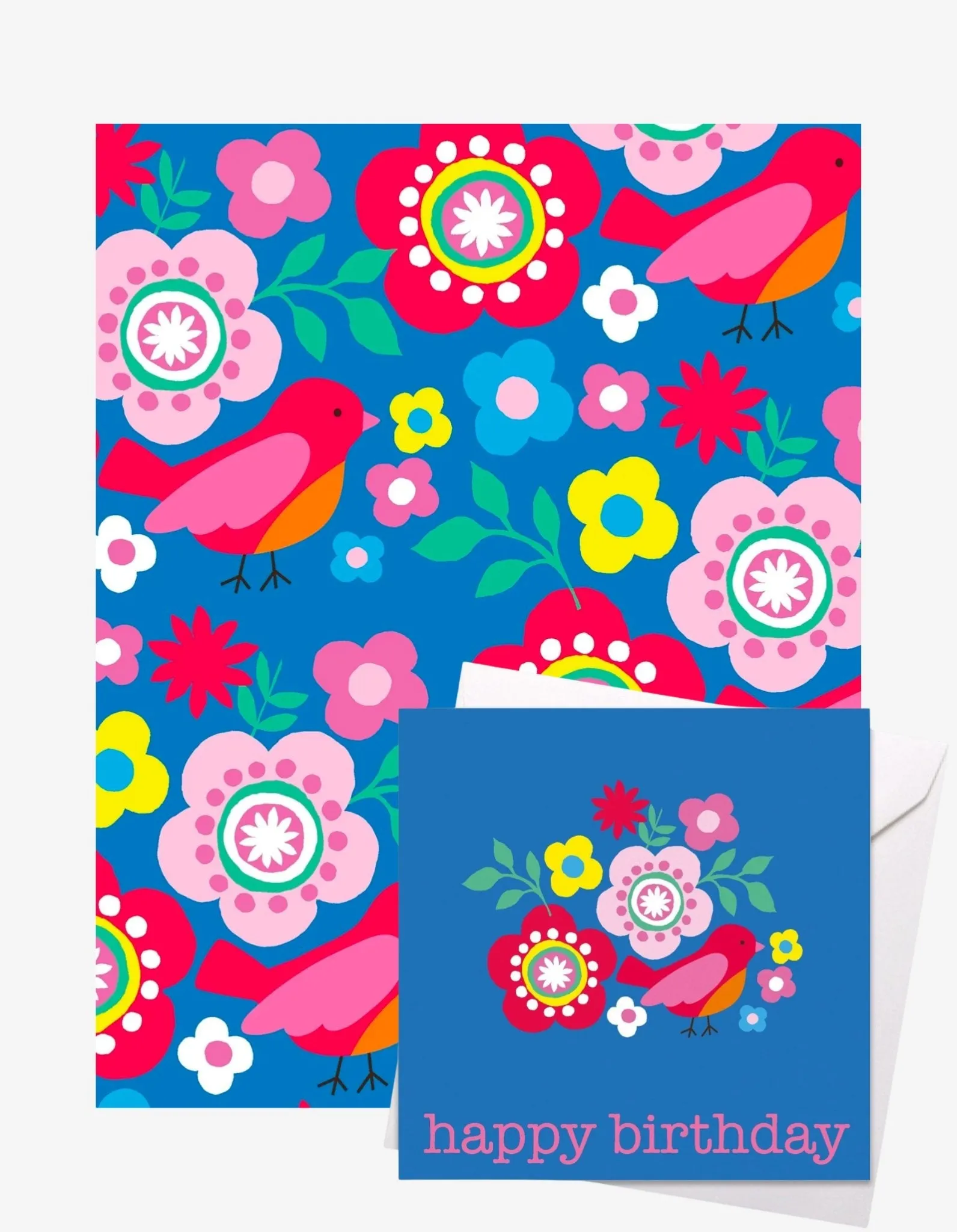 Birthday Multi Bird Gift Wrap   Personalised Card Bundle