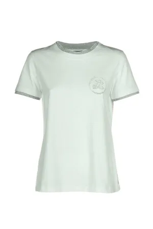 BISCOTTINO MINT GREEN LS EMBROIDERED T-SHIRT