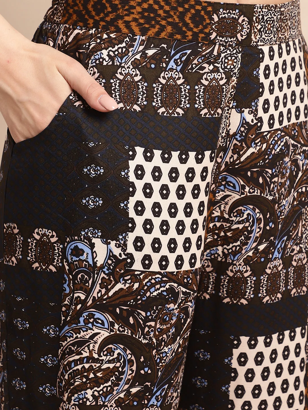 Black & White Abstract Printed Viscose Rayon Co-Ord Set for Women | S-XL | Claura