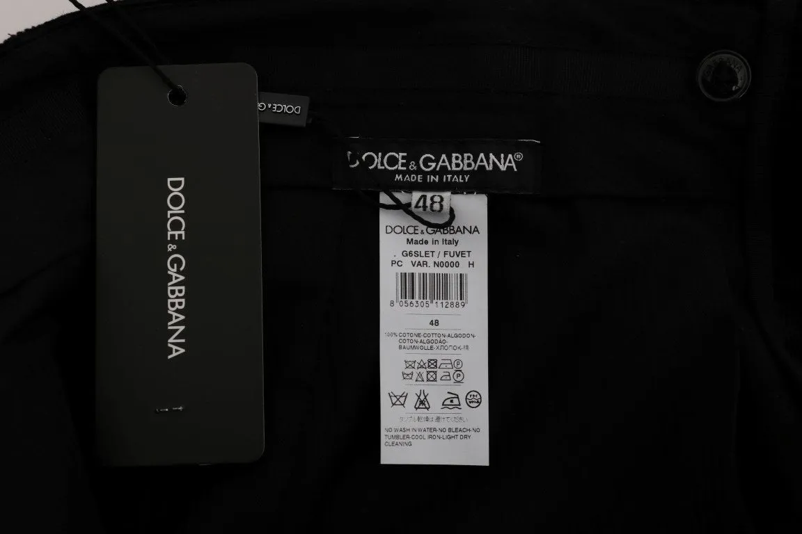 Black Cotton Corduroy Capri Pants