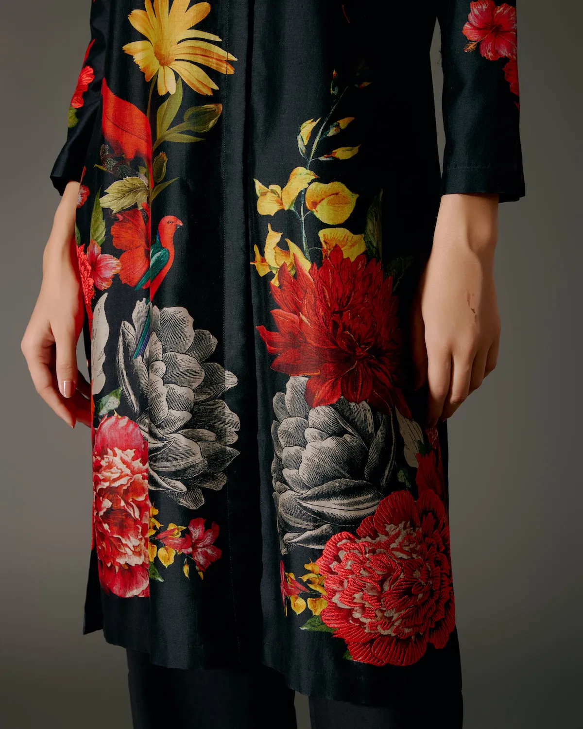 Black digital printed tunic and palazzo