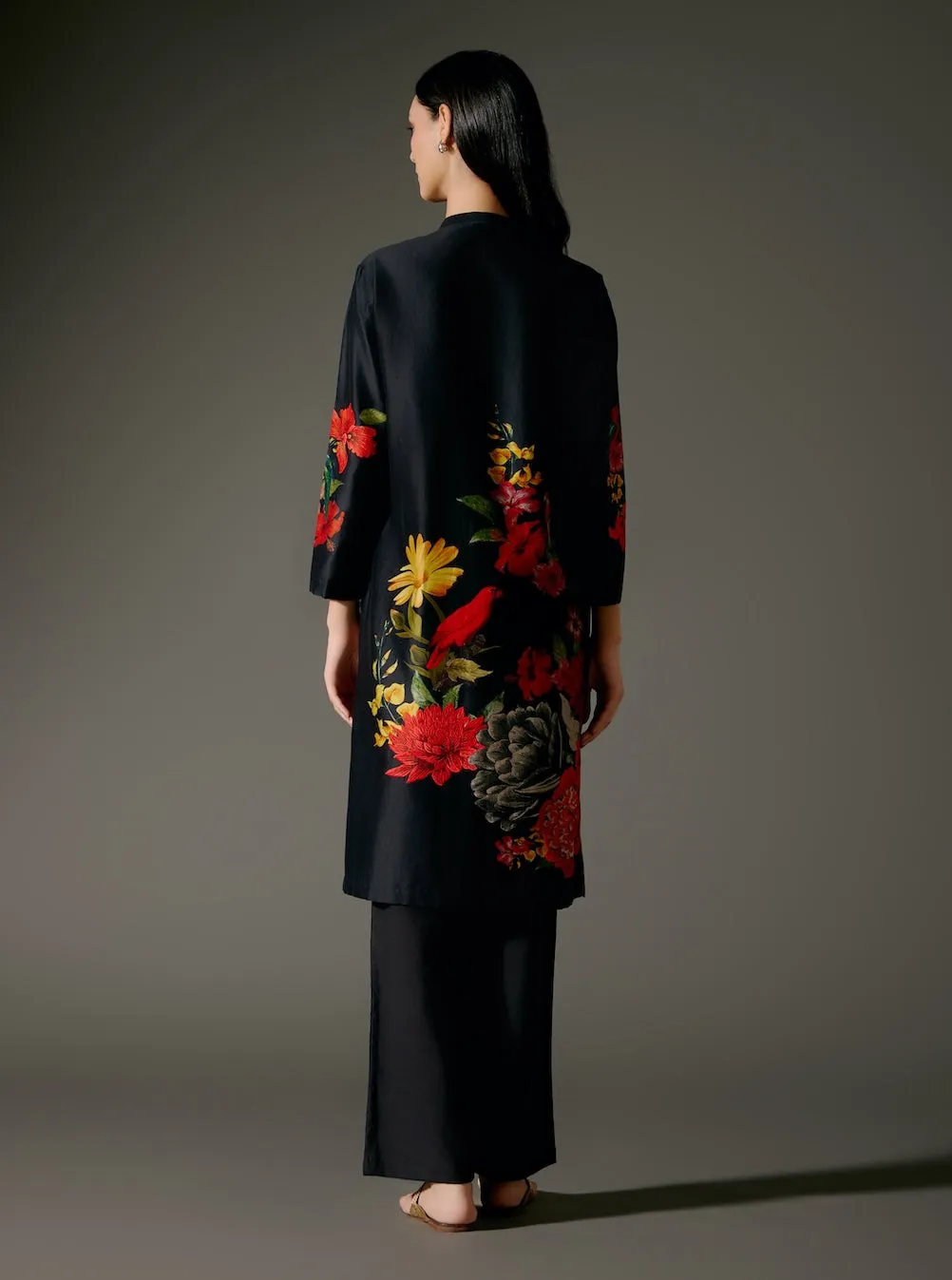 Black digital printed tunic and palazzo