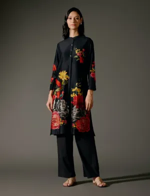 Black digital printed tunic and palazzo