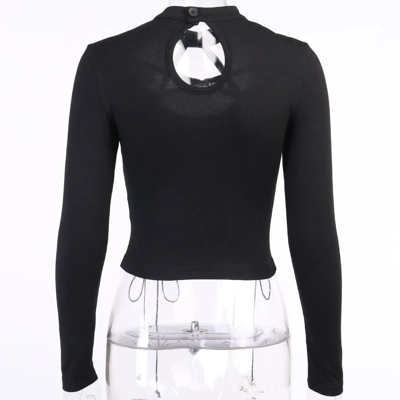 Black Long Sleeve Gothic Top with Pentagram