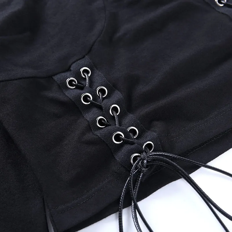 Black Long Sleeve Gothic Top with Pentagram