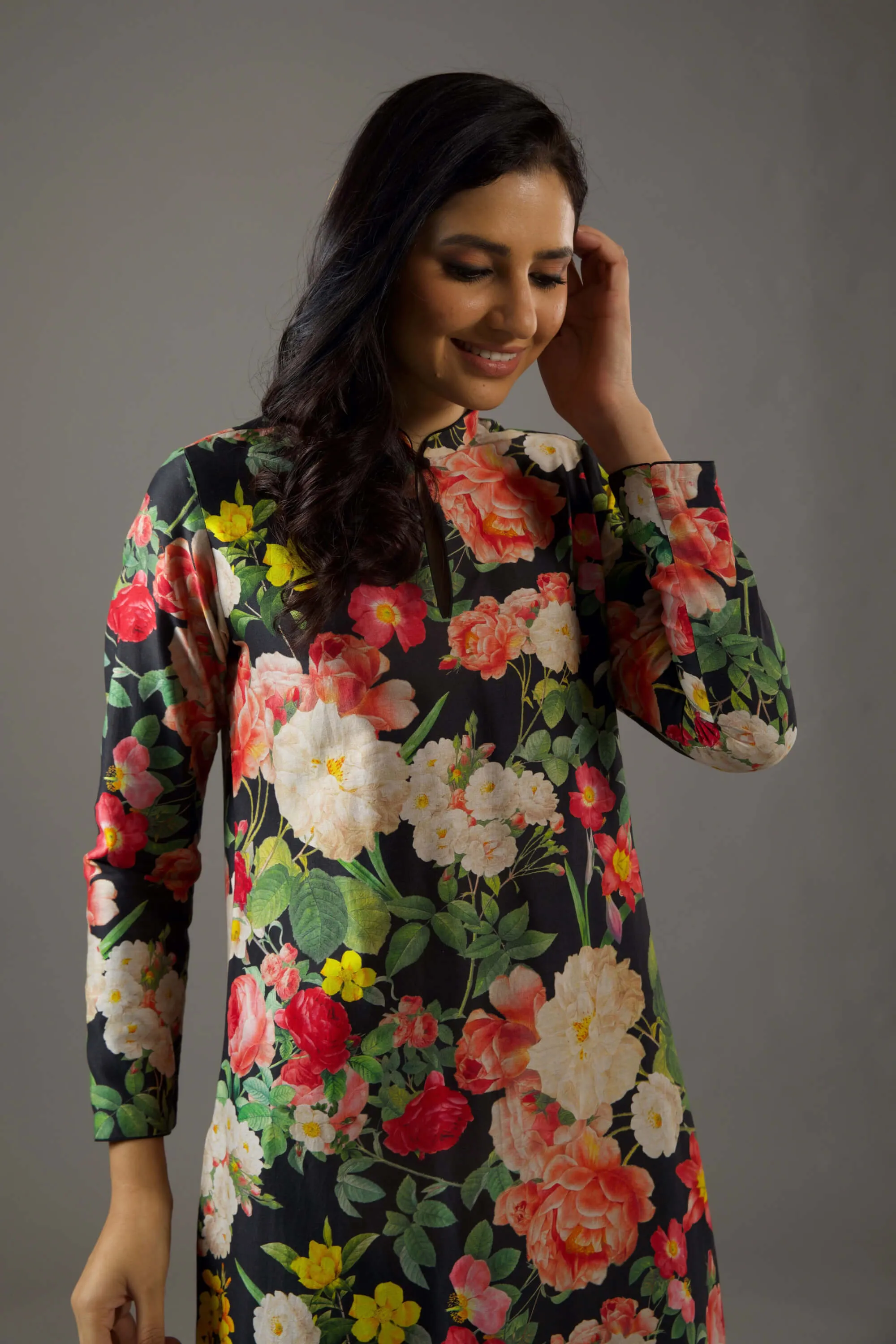 Black printed tunic and palazzo